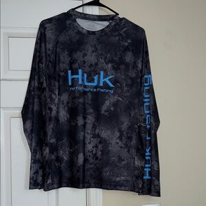 HUK Men’s Pursuit Long Sleeve Top Black / Blue Size: Small